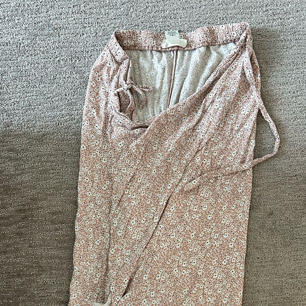 Shin length wrap skirt